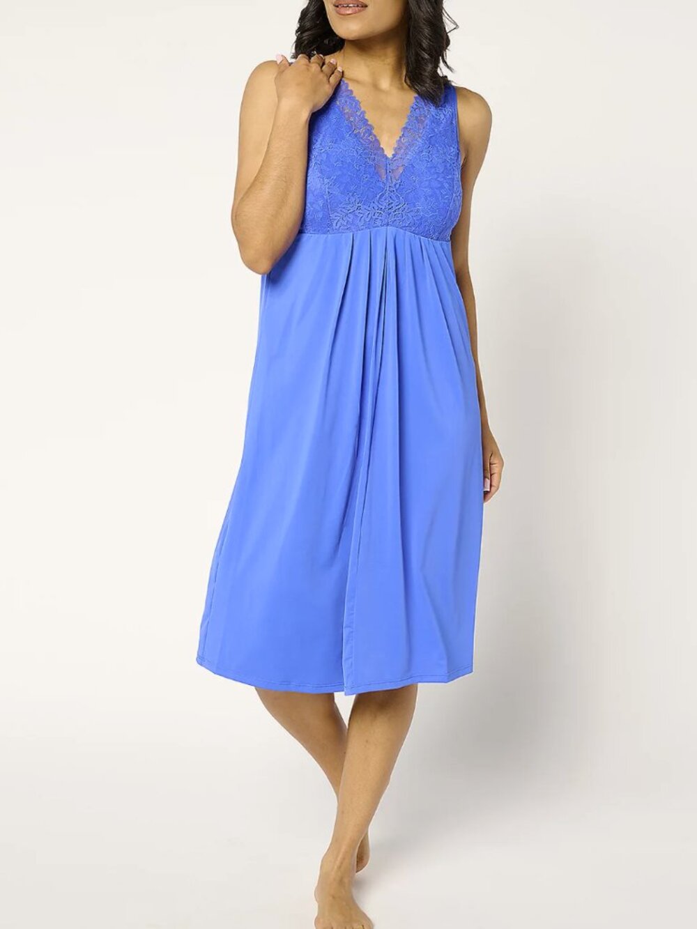 Breezies Blue Lace-Trim V-Neck Nightgown